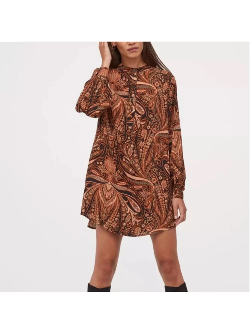 H&M Paisley Mini Dress - Brown & Black